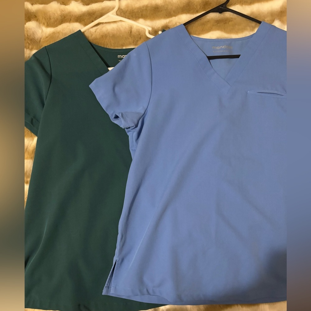 2 Mandala Scrub Tops green and blue